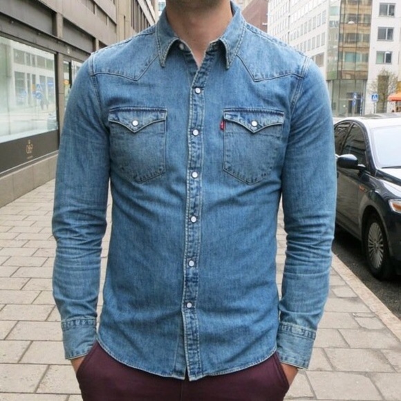 levi's slim fit denim shirt